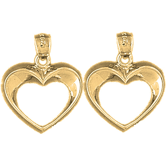 14K or 18K Gold 22mm Floating Heart Earrings