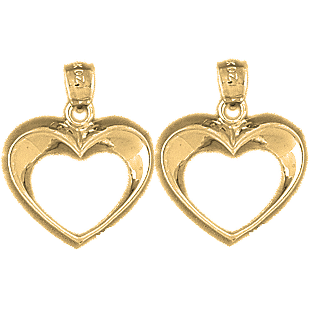 Yellow Gold-plated Silver 22mm Floating Heart Earrings