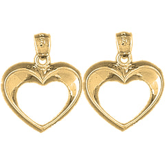 Yellow Gold-plated Silver 22mm Floating Heart Earrings