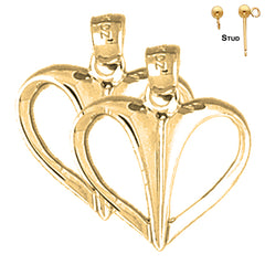 Sterling Silver 21mm Floating Heart Earrings (White or Yellow Gold Plated)