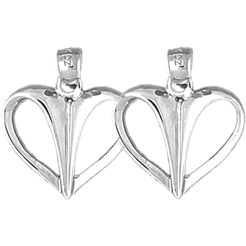 Sterling Silver 21mm Floating Heart Earrings