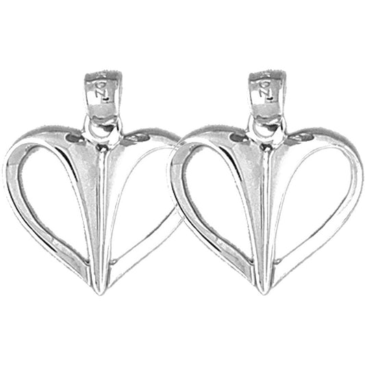 Sterling Silver 21mm Floating Heart Earrings