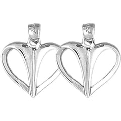 Sterling Silver 21mm Floating Heart Earrings