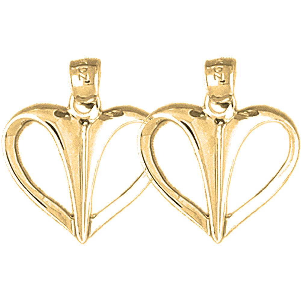 Yellow Gold-plated Silver 21mm Floating Heart Earrings
