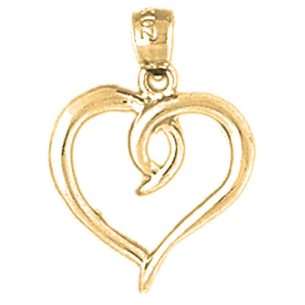 14K or 18K Gold Floating Heart Pendant