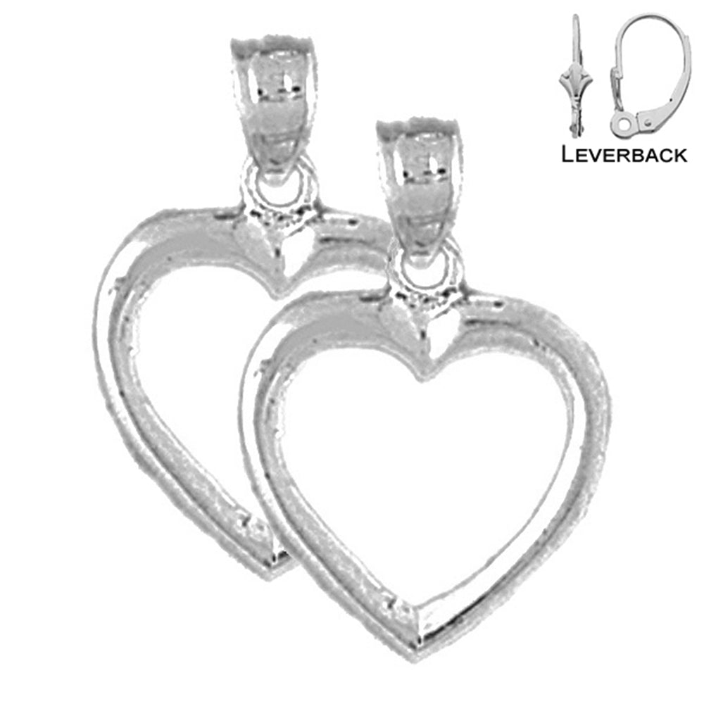 Sterling Silver 20mm Floating Heart Earrings (White or Yellow Gold Plated)
