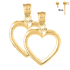 Sterling Silver 20mm Floating Heart Earrings (White or Yellow Gold Plated)