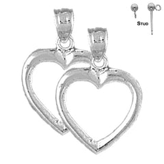 Pendientes de corazón flotante de plata de ley de 20 mm (chapados en oro blanco o amarillo)