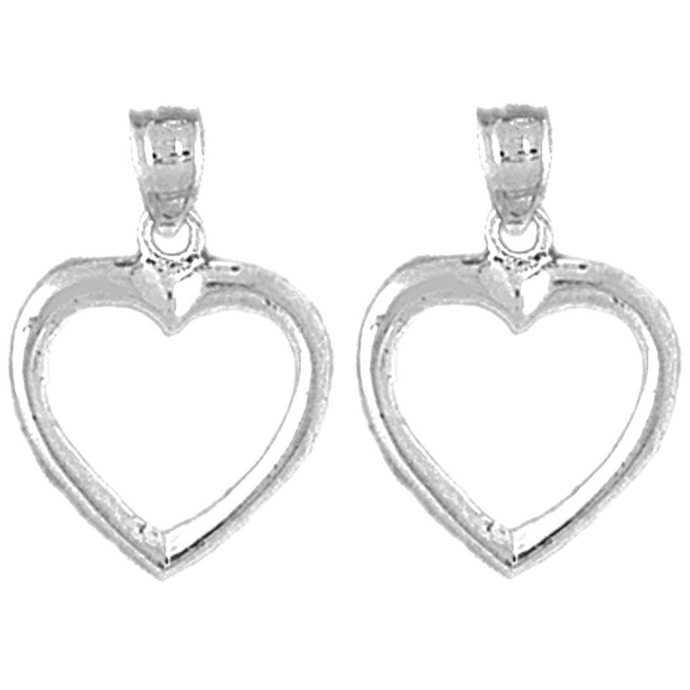 Sterling Silver 20mm Floating Heart Earrings