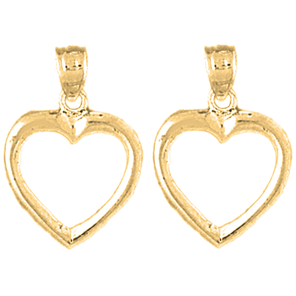 Yellow Gold-plated Silver 20mm Floating Heart Earrings