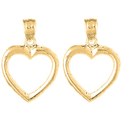 Yellow Gold-plated Silver 20mm Floating Heart Earrings