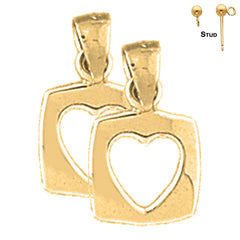 Pendientes de corazón flotante de oro de 14 quilates o 18 quilates de 15 mm