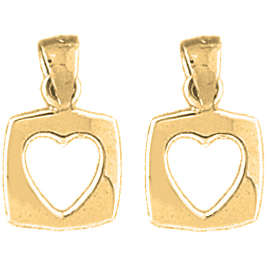 Yellow Gold-plated Silver 15mm Floating Heart Earrings