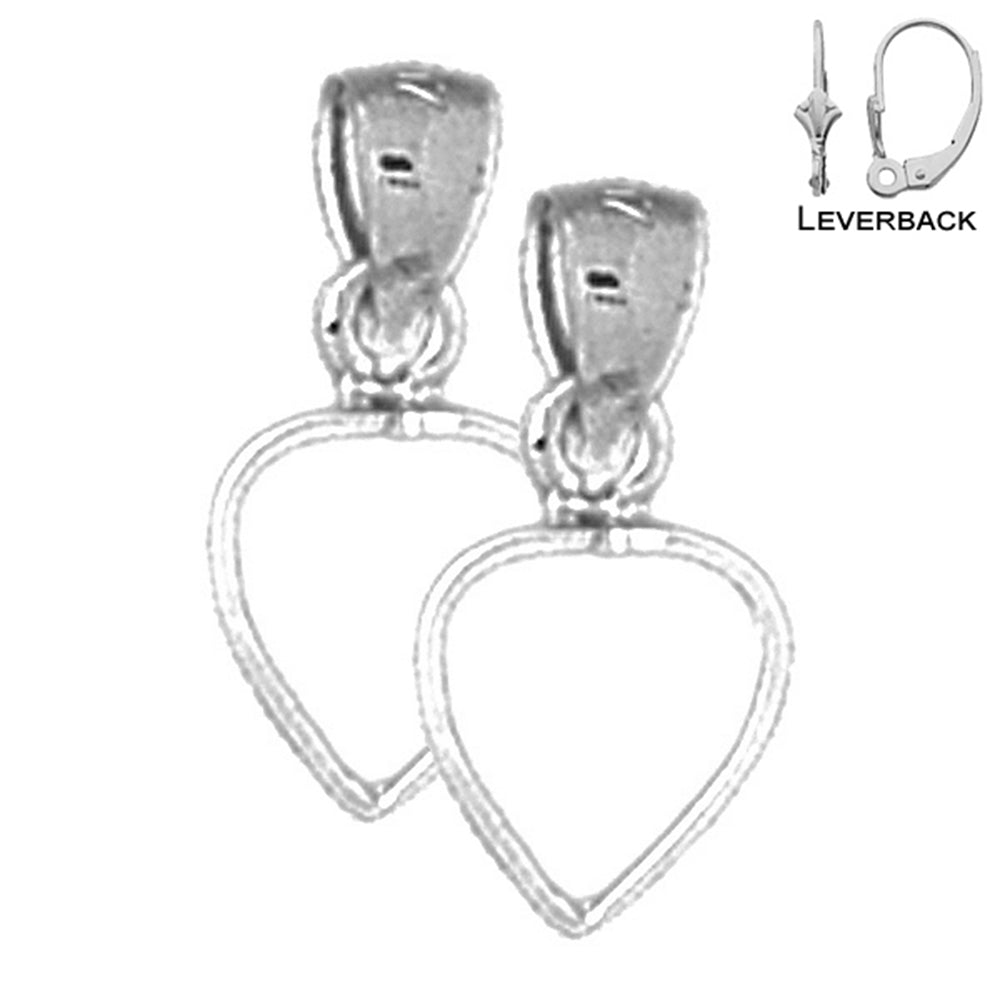 Sterling Silver 15mm Floating Heart Earrings (White or Yellow Gold Plated)