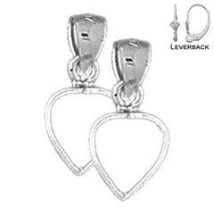 Sterling Silver 15mm Floating Heart Earrings (White or Yellow Gold Plated)