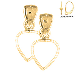 Sterling Silver 15mm Floating Heart Earrings (White or Yellow Gold Plated)