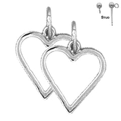 Sterling Silver 15mm Floating Heart Earrings (White or Yellow Gold Plated)