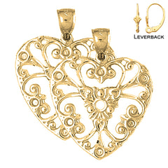 Sterling Silver 32mm Heart Earrings (White or Yellow Gold Plated)