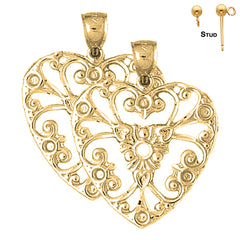 Sterling Silver 32mm Heart Earrings (White or Yellow Gold Plated)