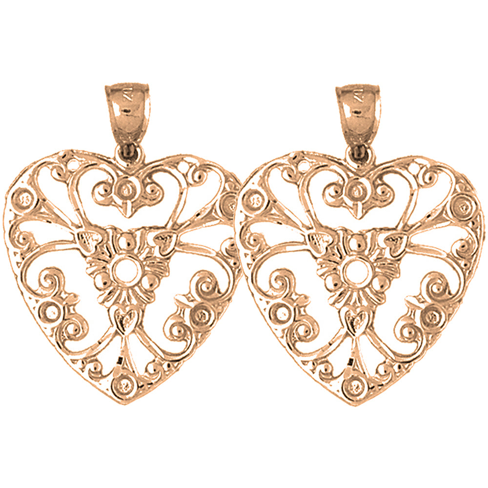 14K or 18K Gold 32mm Heart Earrings