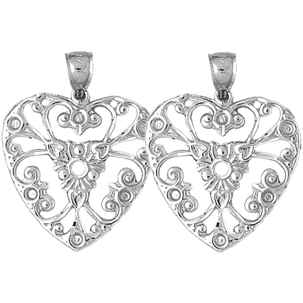 Sterling Silver 32mm Heart Earrings