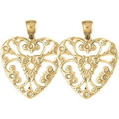 Yellow Gold-plated Silver 32mm Heart Earrings