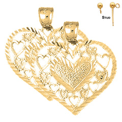 Sterling Silver 29mm Heart Earrings (White or Yellow Gold Plated)