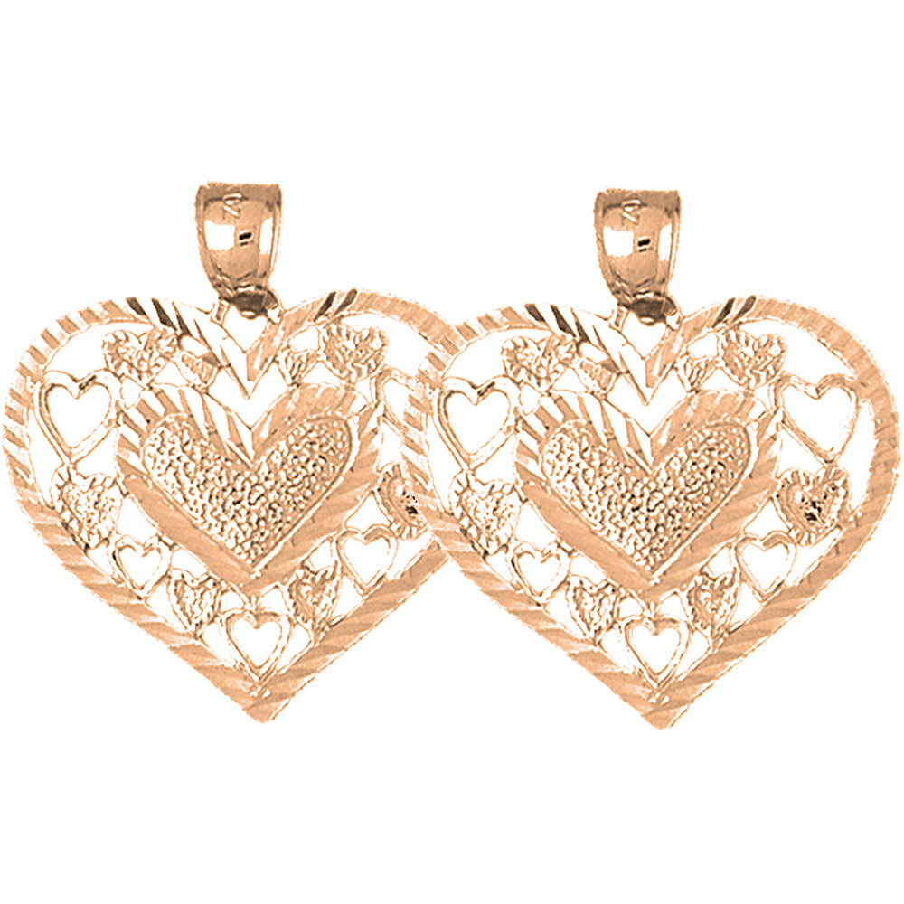 14K or 18K Gold 29mm Heart Earrings