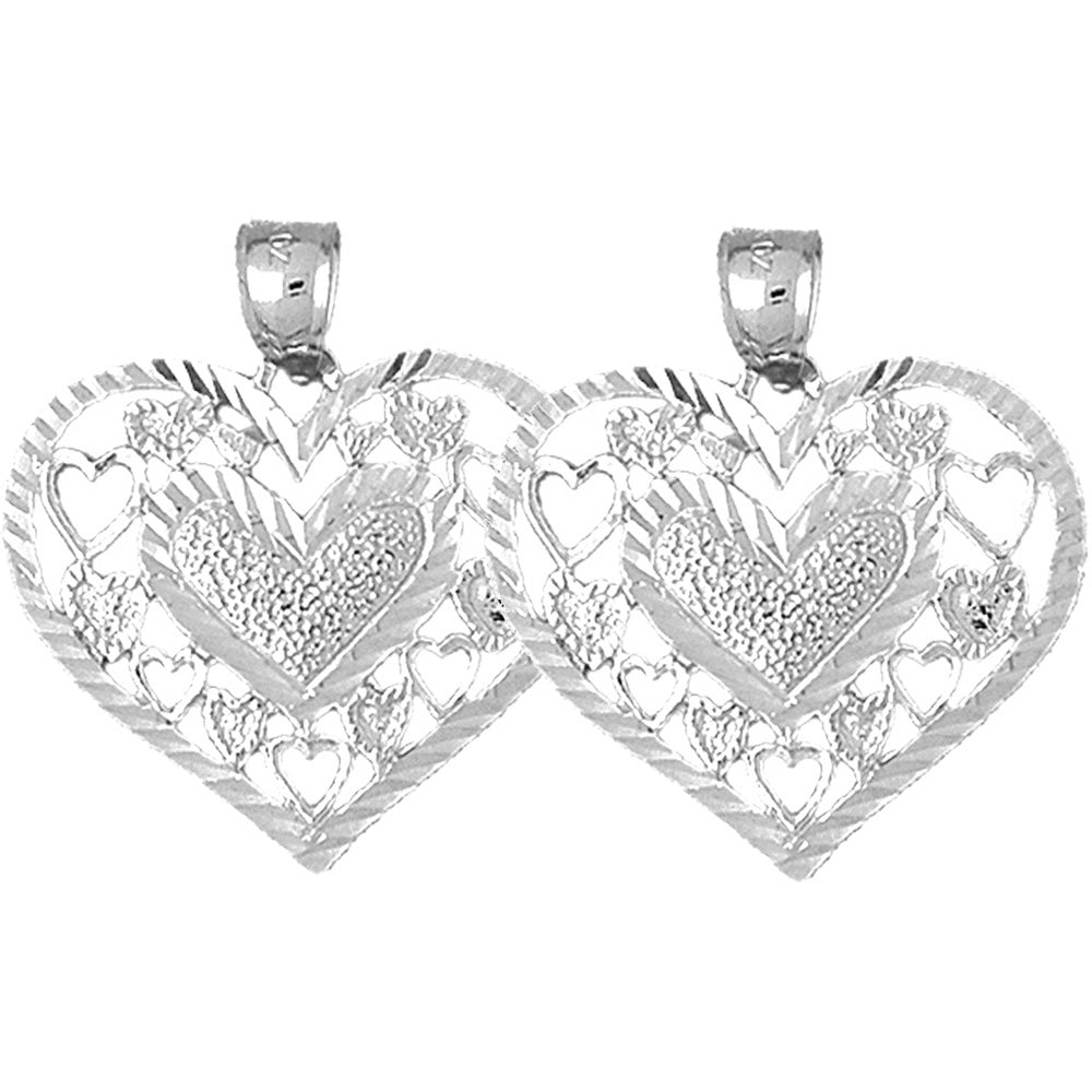 Sterling Silver 29mm Heart Earrings