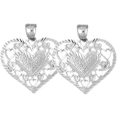 Sterling Silver 29mm Heart Earrings