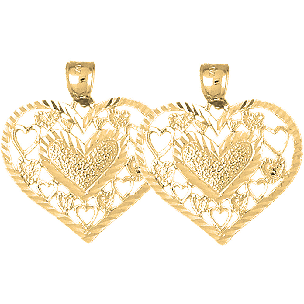 Yellow Gold-plated Silver 29mm Heart Earrings