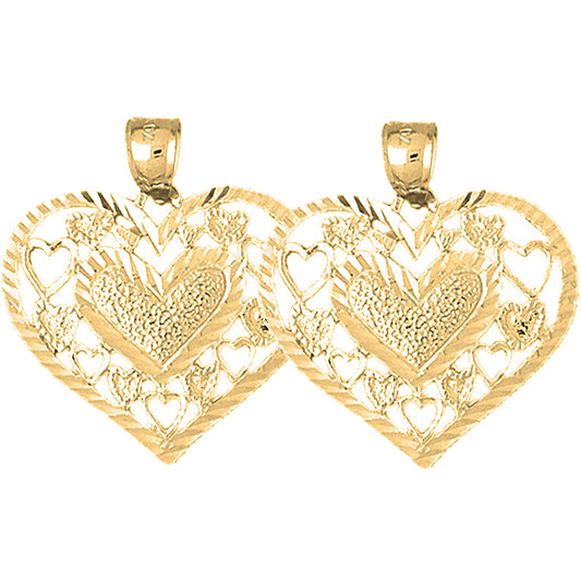 Yellow Gold-plated Silver 29mm Heart Earrings