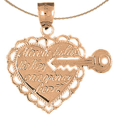 Colgante de corazón de oro de 10 quilates, 14 quilates o 18 quilates con llave rota