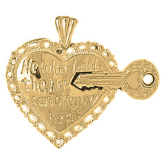 10K, 14K or 18K Gold Heart With Break Off Key Pendant