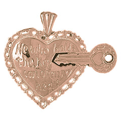 10K, 14K or 18K Gold Heart With Break Off Key Pendant