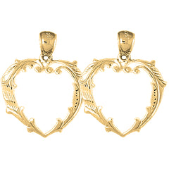 14K or 18K Gold 28mm Heart Earrings