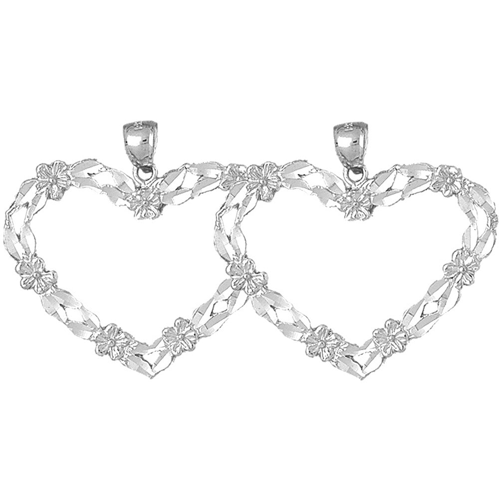Sterling Silver 35mm Heart Earrings