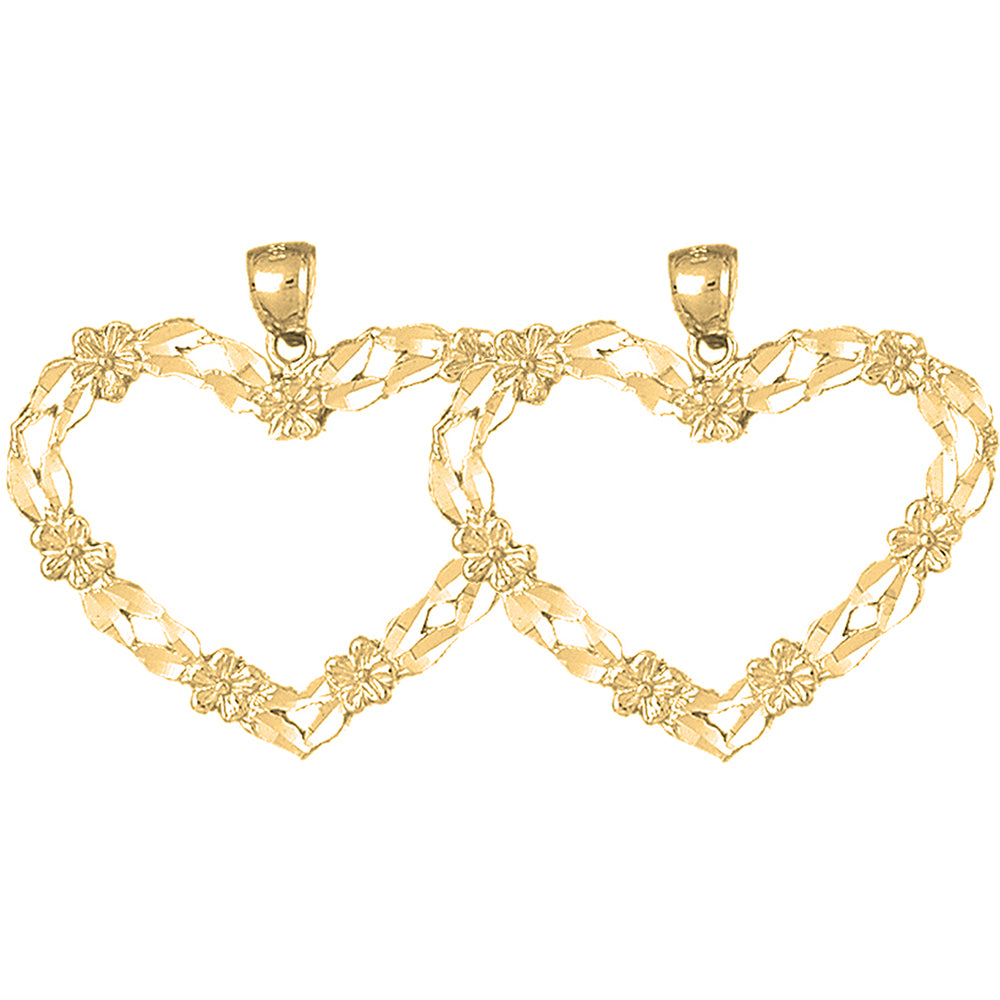 14K or 18K Gold 35mm Heart Earrings