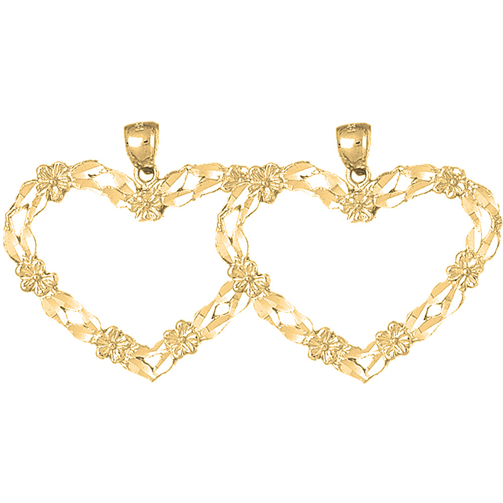Yellow Gold-plated Silver 35mm Heart Earrings