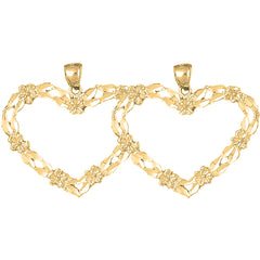 Yellow Gold-plated Silver 35mm Heart Earrings