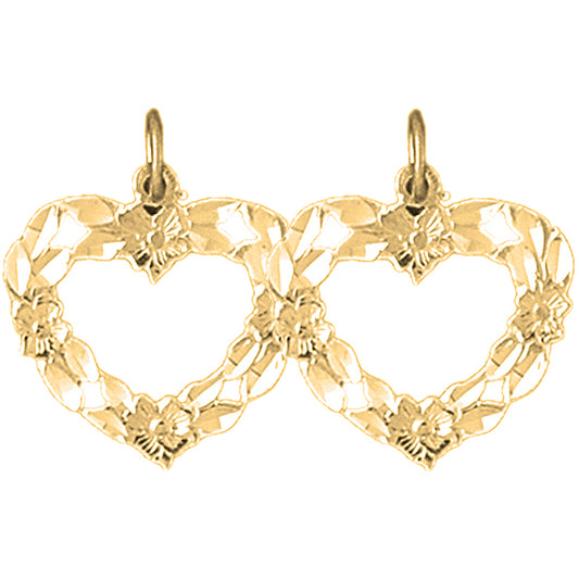 Yellow Gold-plated Silver 21mm Heart Earrings