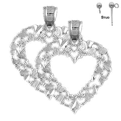 Sterling Silver 24mm Heart Earrings (White or Yellow Gold Plated)