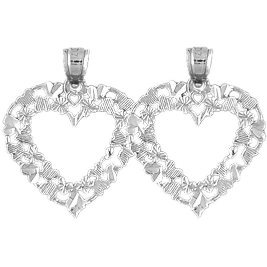 Sterling Silver 24mm Heart Earrings