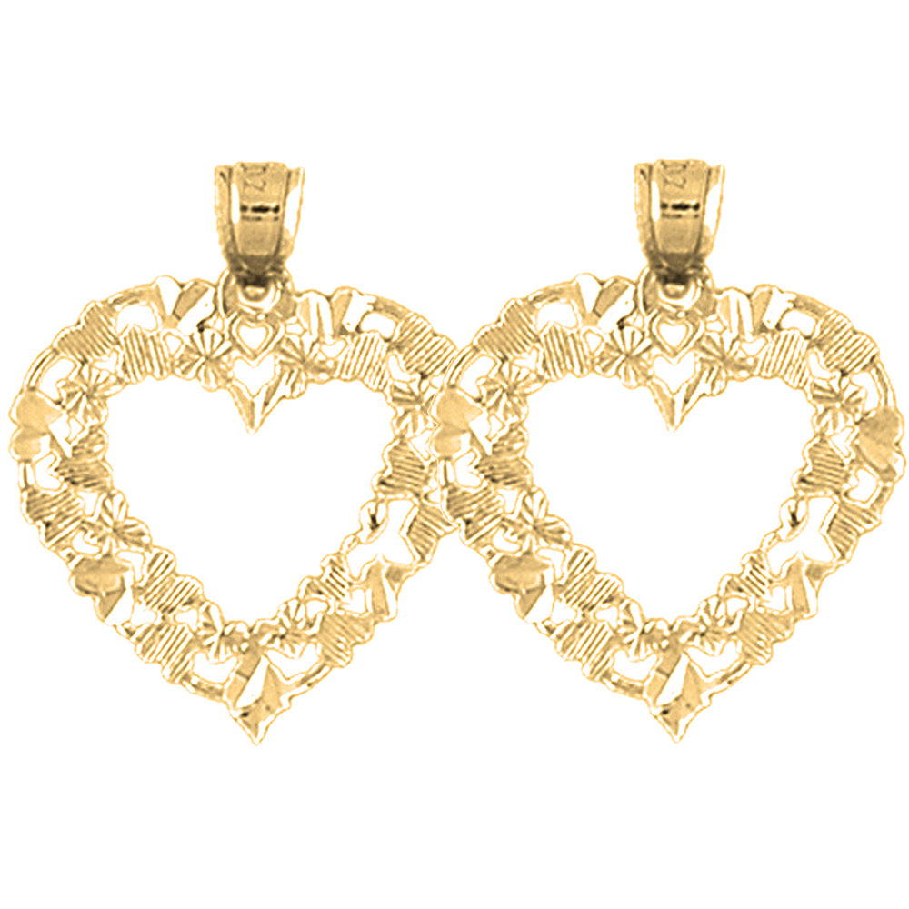 Yellow Gold-plated Silver 24mm Heart Earrings