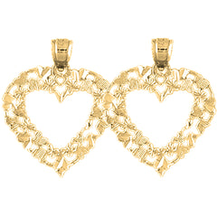 Yellow Gold-plated Silver 24mm Heart Earrings