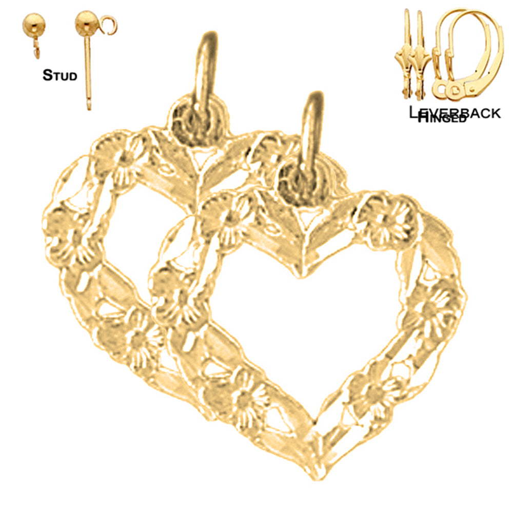 14K oder 18K Gold 18mm Herz Ohrringe