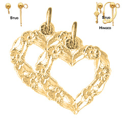 Sterling Silver 18mm Heart Earrings (White or Yellow Gold Plated)