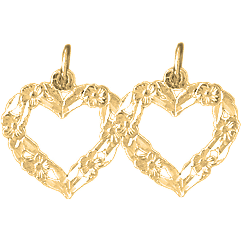 Yellow Gold-plated Silver 18mm Heart Earrings