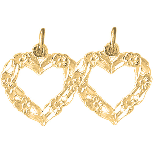 Yellow Gold-plated Silver 18mm Heart Earrings