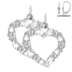 Sterling Silver 17mm Heart Earrings (White or Yellow Gold Plated)